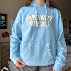 Light Blue “Virginity Rocks” Graphic Hoodie